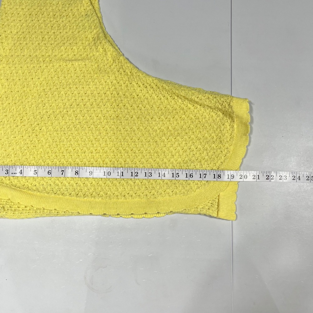 VTG Y2K Yellow Orlon Cottagecore Boho Bolero Knit Open Front Cardigan Cropped XL - Picture 8 of 8